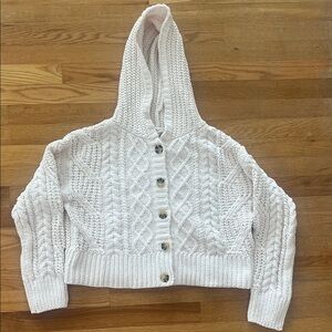 Adorable Cozy Cream Cable Knit Hooded Sweater 🥰